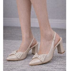 G. MSRP: $99 NEW No box PEARL/CRYSTAL Jessica Simpson Naomia Slingbacks ♡7.5M♡